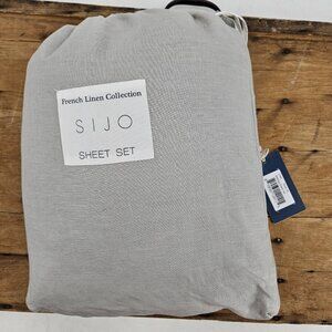 New Sijo Dove French Linen Minimal Sheet Set Cal King Size Fitted Pillowcases